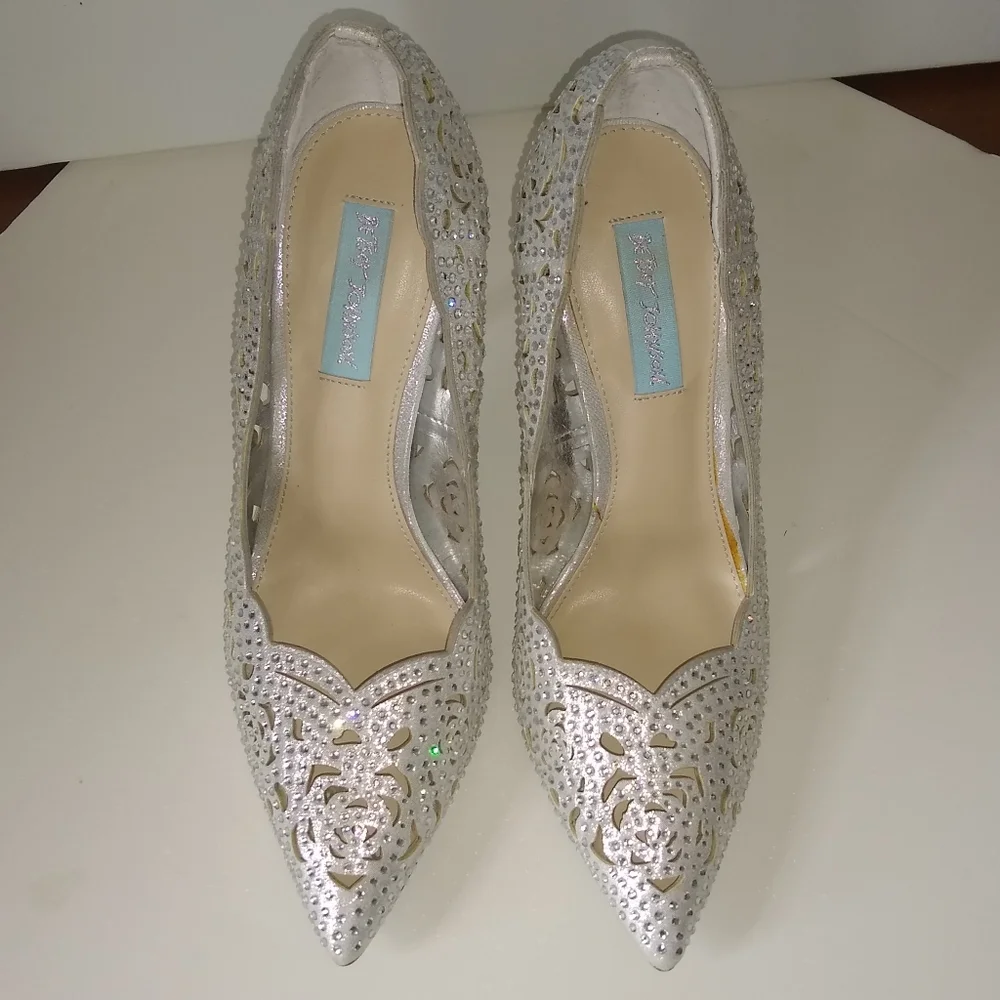 Blue by Betsey Johnson Elsa heel pumps rhinestone